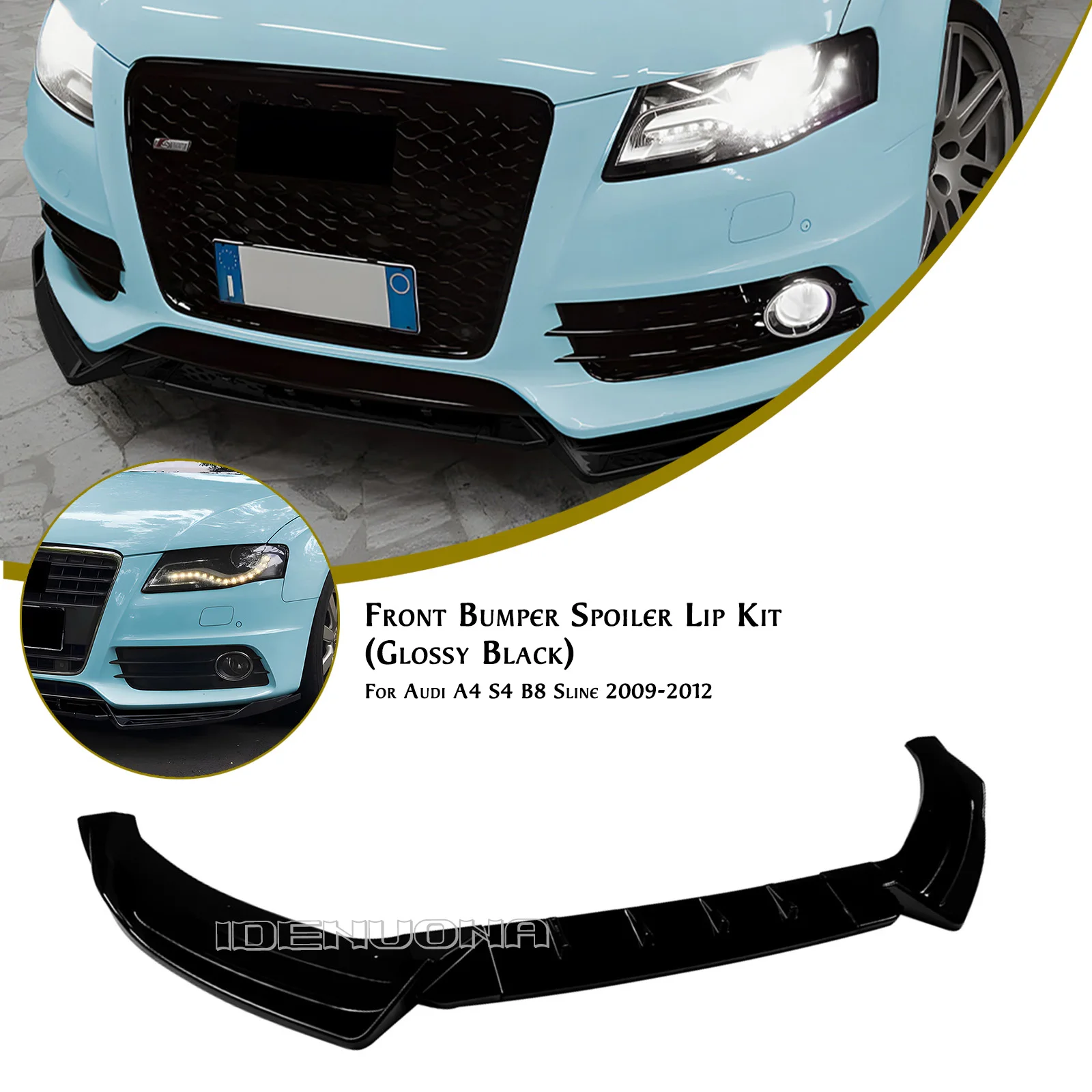 

Накладка-спойлер на передний бампер (нижний сплиттер) для Audi A4 S4 B8 S Line 2009-2012