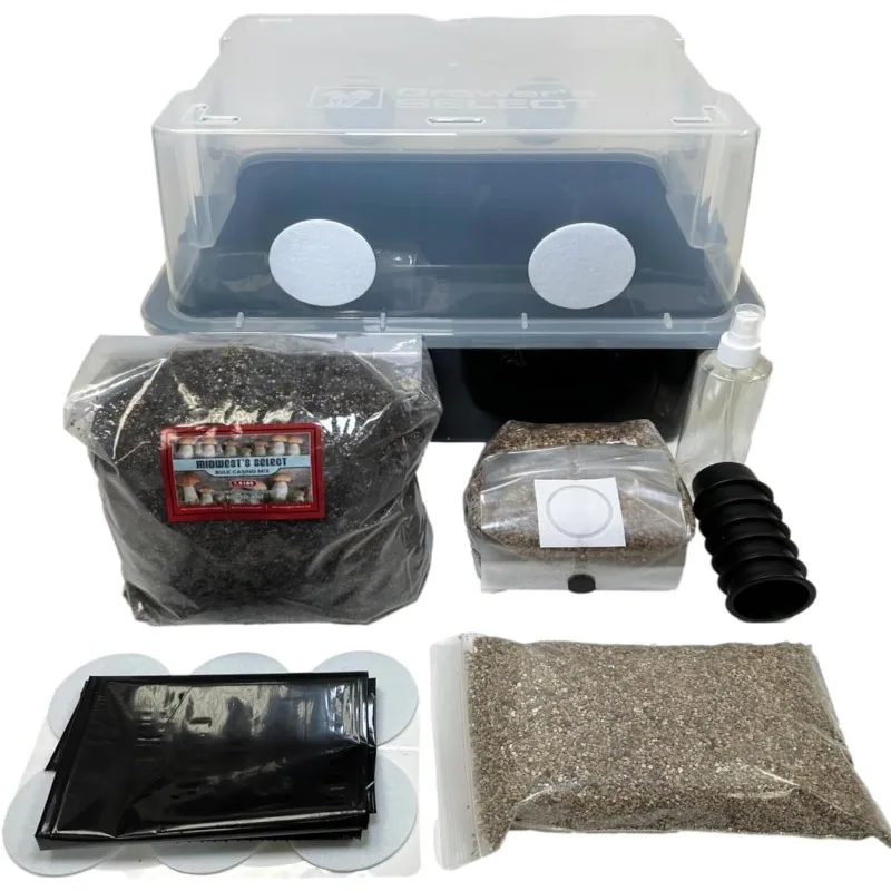 Mushroom Monotub Grow Kit | Complete Mushroom Grow Kit | for Dung-Loving Mushrooms | Includes sterilized Grain Spawn Bag