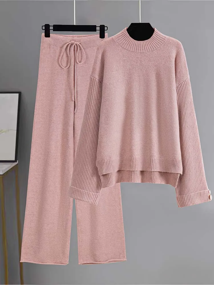 

Женский повседневный комплект из мягкой шерстяной толстовки и шерстяных брюк, свободный и комфортный.