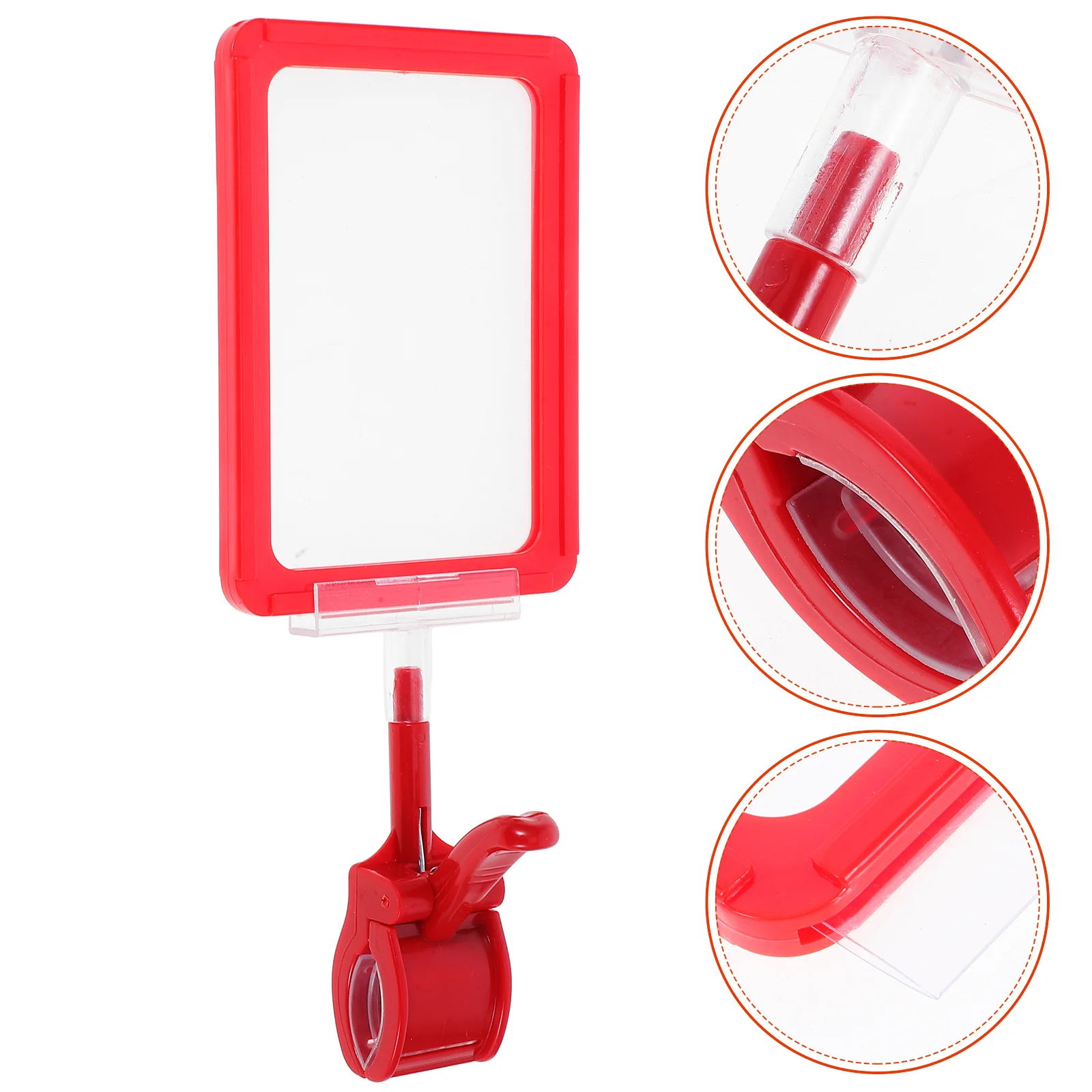 Double Sided Price Tag Hangrail Sign Holder Multi-directional Clips Signage Clamp-on Pvc with Head Display