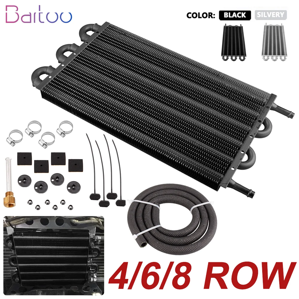 4 Row 6 Row 8 Row Oil Cooler Kit Aluminum Radiator Car Transmission Plate & Fin Oil Cooler Auto-Manual Radiator Converter OSA012