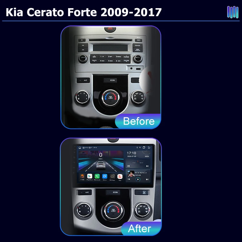 roadivox Android AI VOICE  car radio for Kia Cerato Forte 2009 2017 stereo GPS Navigation video Multimedia Player tape recorder