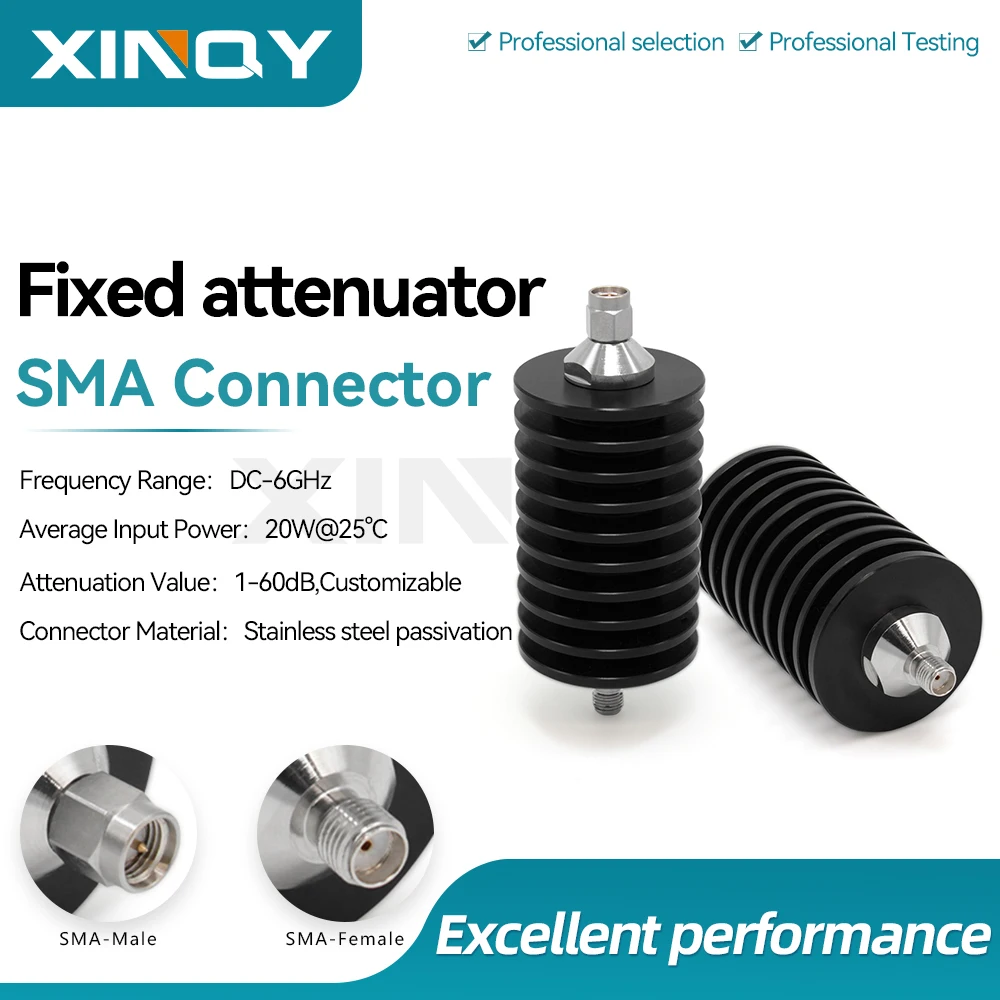 attenuateur-coaxial-fixe-xinqy-sma-dc-6ghz-20w-3db-6db-20db-25db-30db-40db