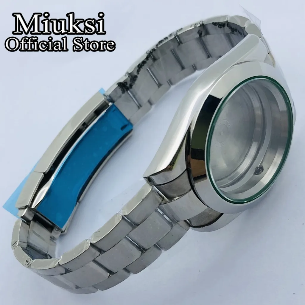 Miuksi 36mm/40mm silver watch case sapphire glass fit NH35 NH36 ETA2824 2836 PT5000 Miyota8205 8215 Mingzhu DG2813 3804 movement