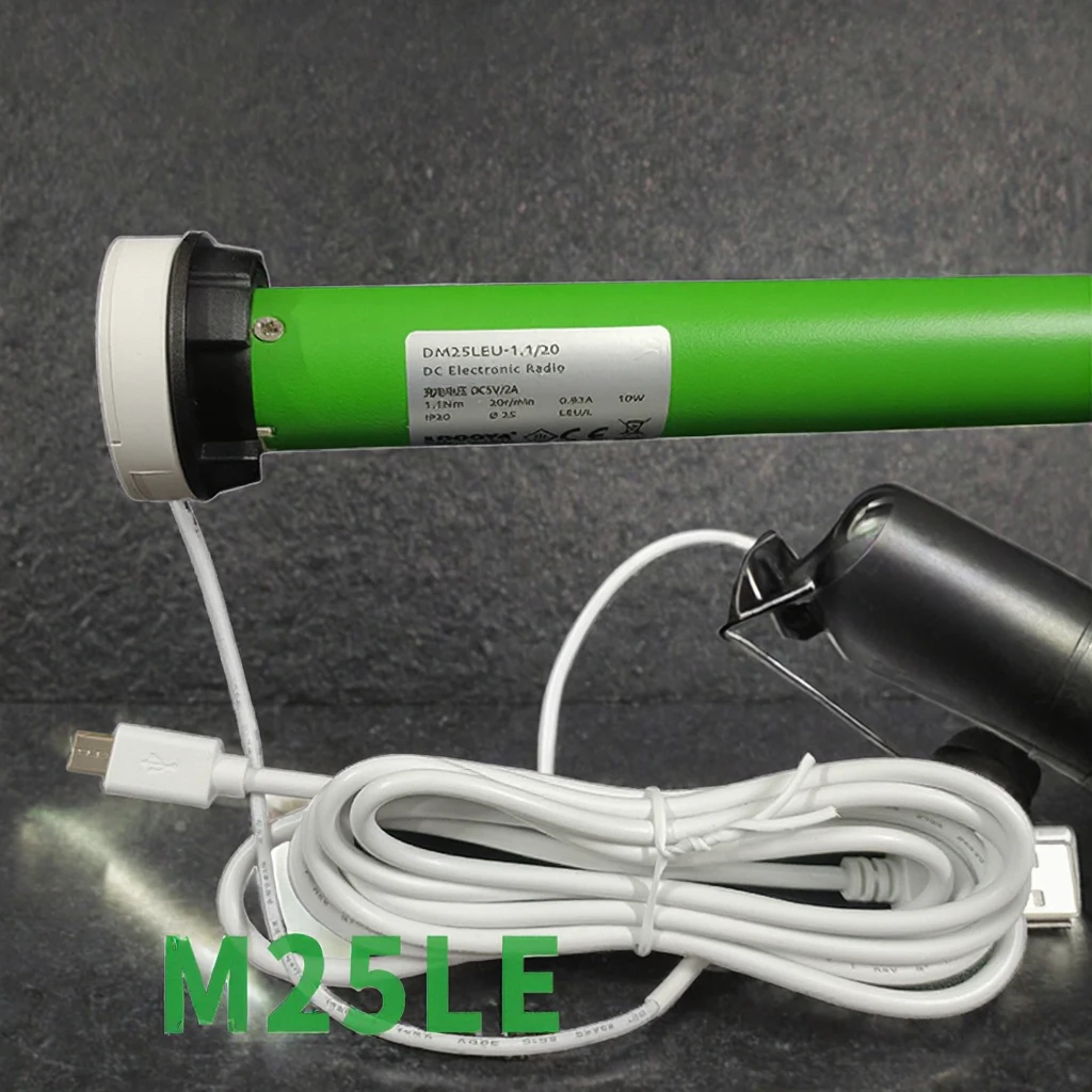 Hot Sale DM25LE Smart Curtain Driver 1.1Nm USB Charger with DC Lithium Battery Tubular Motor for Blind and Zebra Curtains