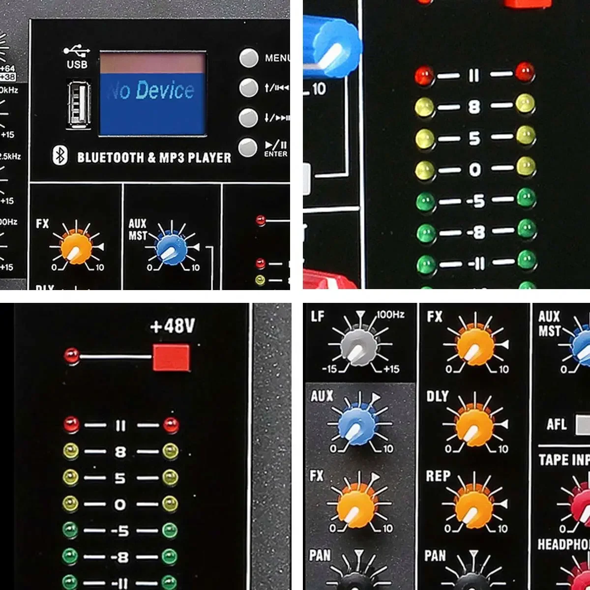 Wholesale 6 8 12 16 Channels Professional Audio Mixer USB DJ Sound Mixing Console 48V Phantom Powers Monitor Amplifier Mixer