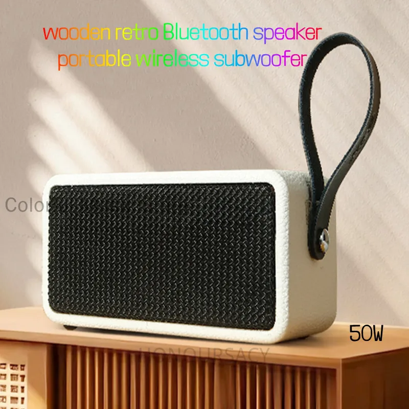 

3000Ahm Battery High-power Wooden Retro Bluetooth Speaker Portable Small Subwoofer Wireless Audios System for USB AUX FM TF Card