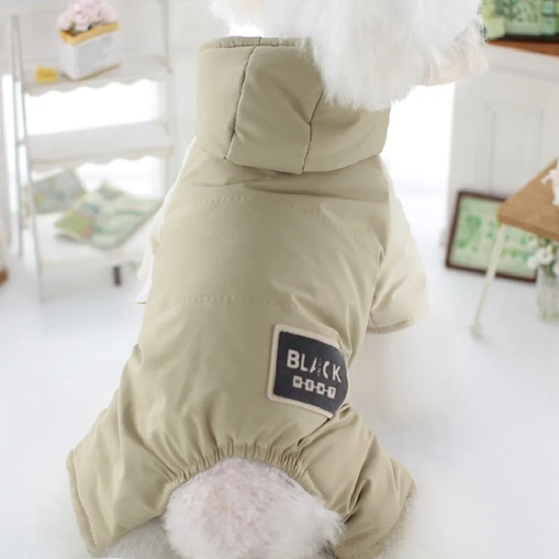 Warm Winter Jumpsuit for Dogs, Quality Puppy Teddy Clothes, Dog Coats, Hood, 2 Colors