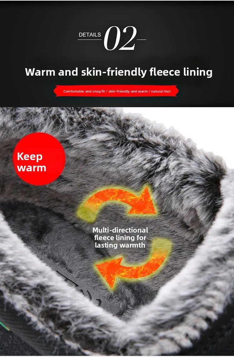 Herren Winter Fleece-gefütterte Warme Slip-On Stiefel mit Seitenreißverschluss Rutschfeste Dicke Sohle Thermo-Baumwollschuhe für Ältere – Detail 7