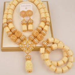 White Artificial Coral Bead African Bridal Jewelry Sets
