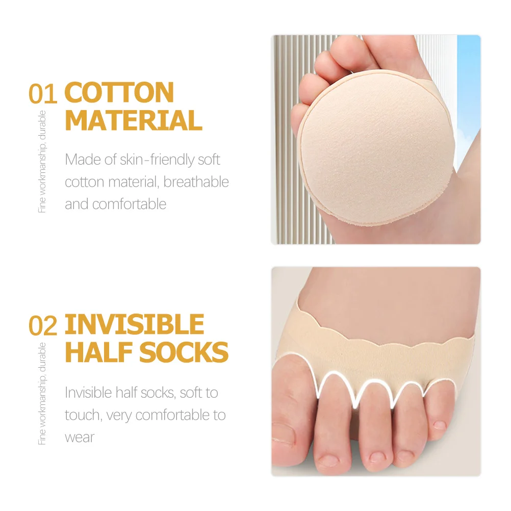 

2pcs Wave Lace Edge Toe Invisible Forefoot Socks For Sandals High Heels Breathable Non-Slip Half Palm Socks Summer Sweat