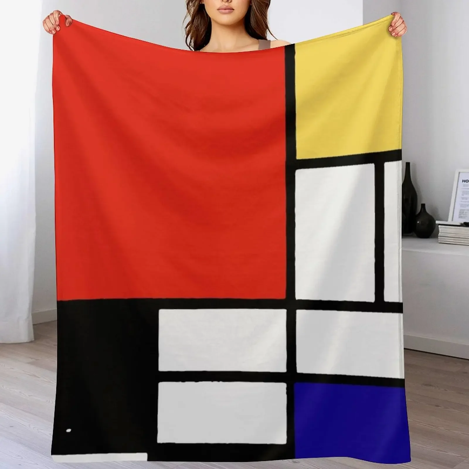 

Mondrian Throw Blanket Faux Fur Soft Warm Blanket for Bed