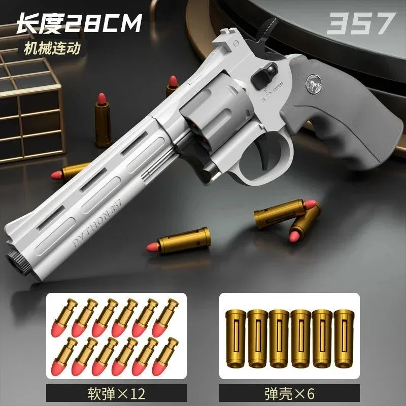 Birthday Gift for Kids Adult Continuous Firing Pistol ZP5 357 Revolver Launcher Soft Dart Bullet Toy Guns CS Outdoor Weapon