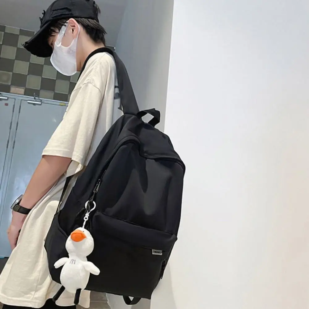 Mochila de gran capacidad de estilo japonés con colgante, mochila escolar para estudiantes con múltiples bolsillos, aspecto informal, bolsa de libros de nailon para adolescentes