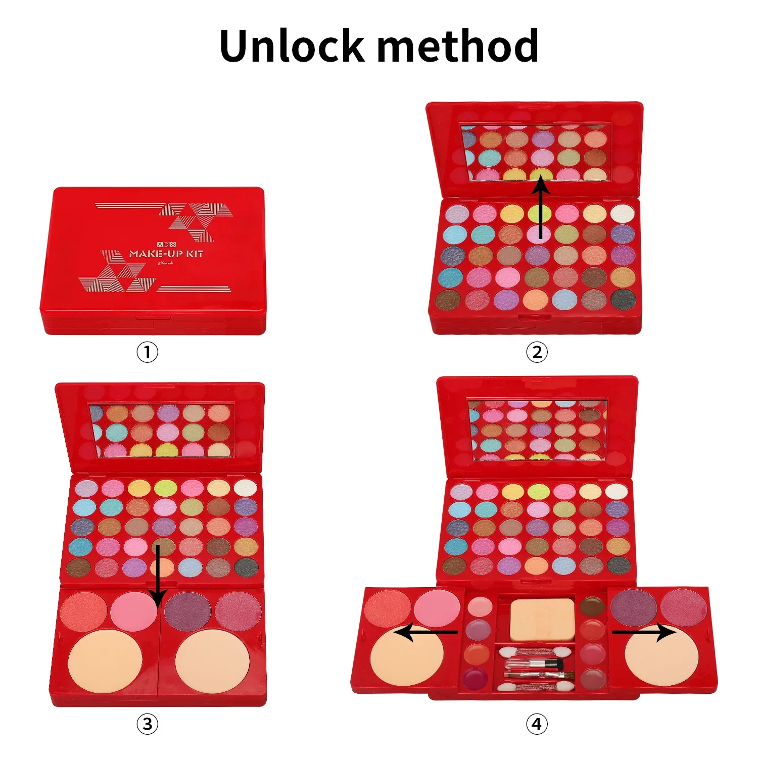 Make-up cadeauset voor vrouwen Volledige kit Alles in één Rood 49 kleuren Gezichtspoeder Oogschaduwpalet Make-up Lip Oogschaduw Markeerstiftborstel