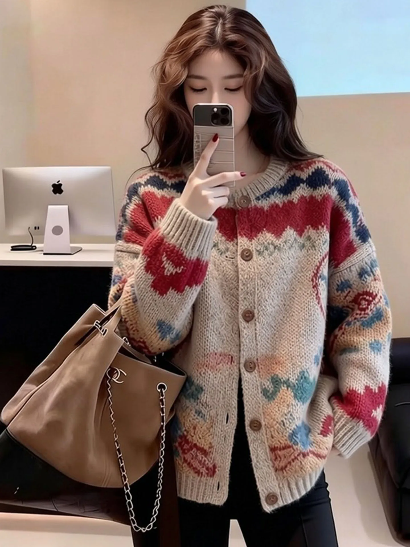 

Soft Cozy Women's Knitted Sweater Coat Lazy Sle Spring New Arrival High Sensation Loose Fit Knitwear Casual round Ne Card...