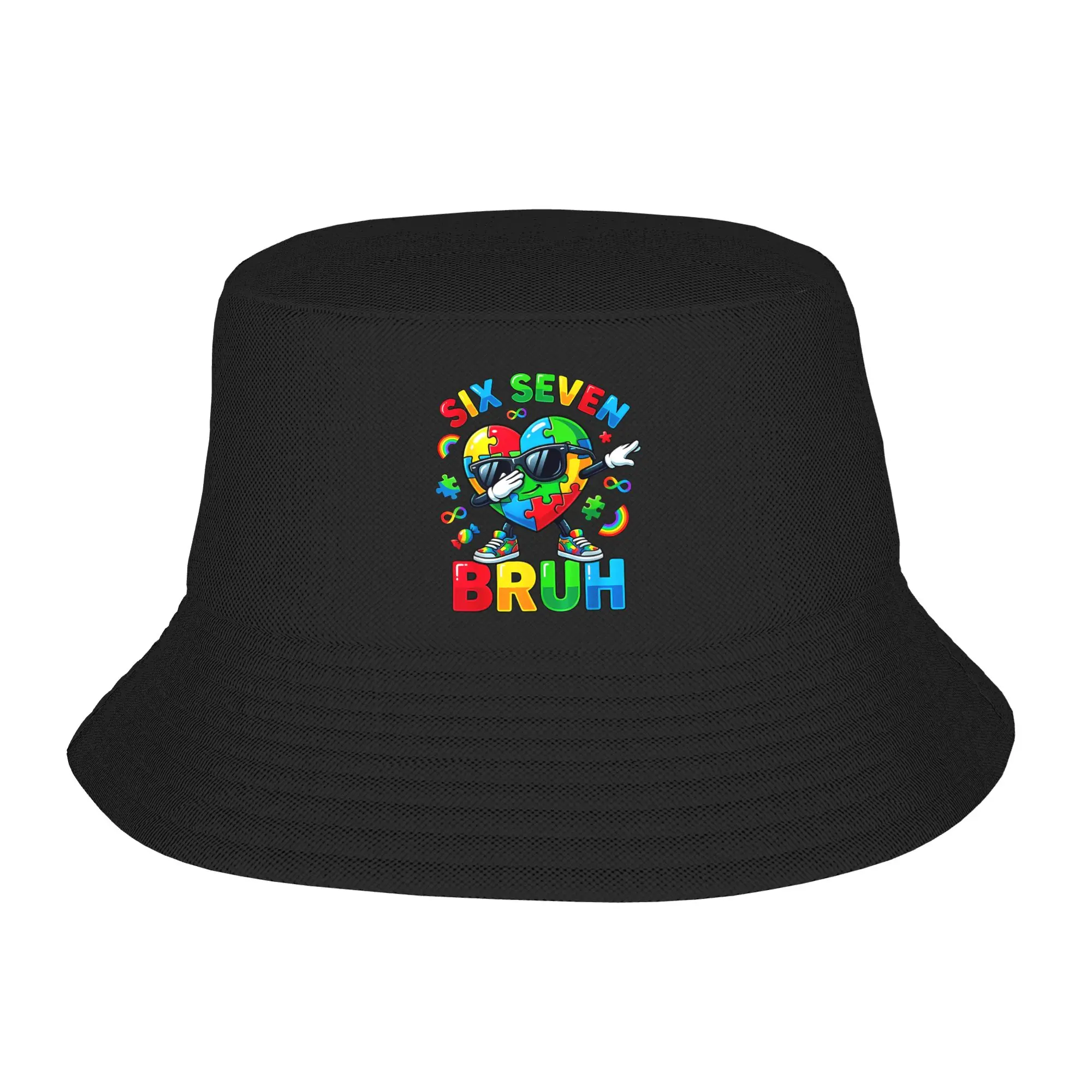 Funny 67 Puzzle Autism Awareness 6 7 Bucket Hat  Hawaii Fisherman Caps For Women Classic Fishing Sun Hats Foldable Graphic Cap