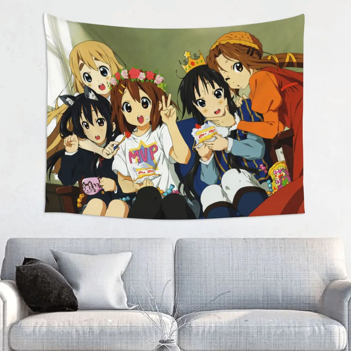 Kawaii Anime Girl Tapestry Wall Hanging Hippie Fabric Wall Tapestry Cute Yui Mio Azusa Fantasy Decoration Room Decor 95x73cm