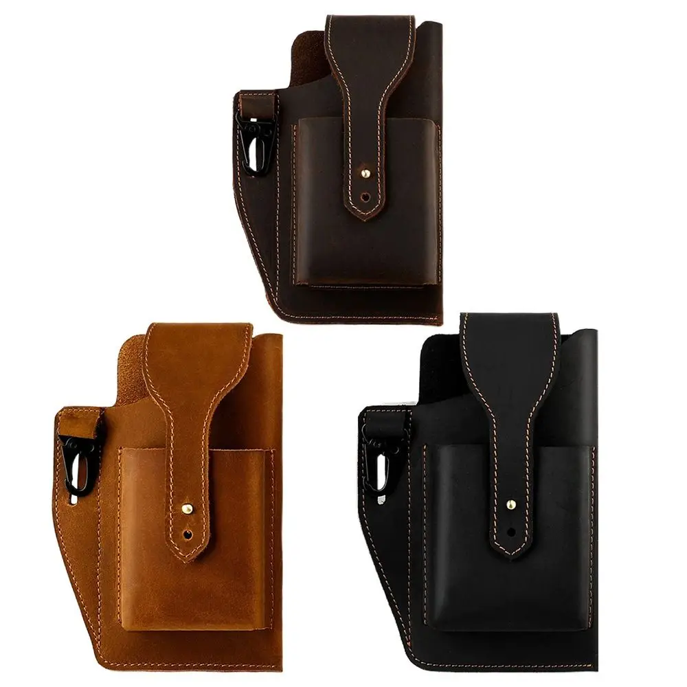 

Мужская поясная сумка из натуральной кожи, ретро-стиль, ручной работы, для телефона, многофункциональная, портативная, для прогулок
