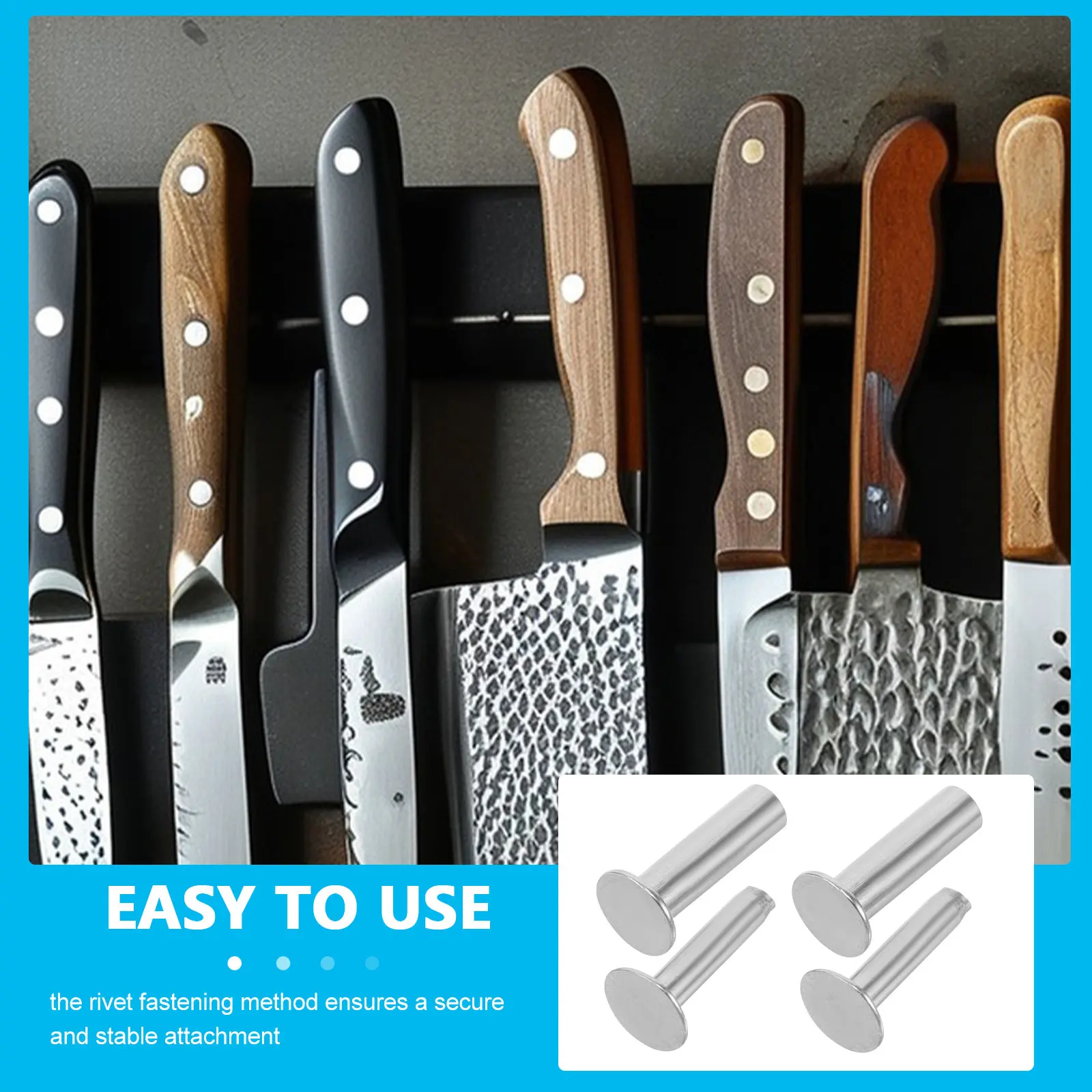 Knife Handle Rivet Set Stainless Steel Pop Rivets for DIY Kitchen Knife Repair Fastening Wooden Handle Restoration Metal