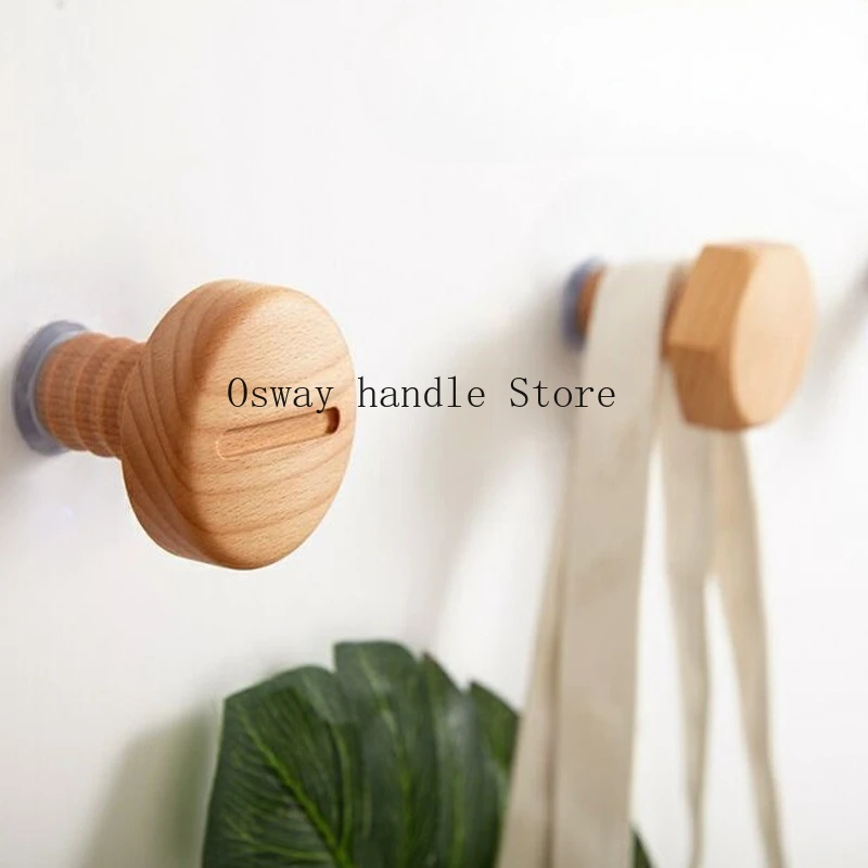 Nordic Style Wood Hooks Screw Shape Natural Beech Wood Black Walnut Wood Clothes Coat Hooks  Key Holder Wall Key Hanger