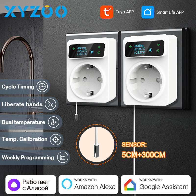  WiFi Tuya Smart Socket Thermostat 220V Temperature Controller Floor Heating Cooling Thermostat Support Voice Alexa Google Home 