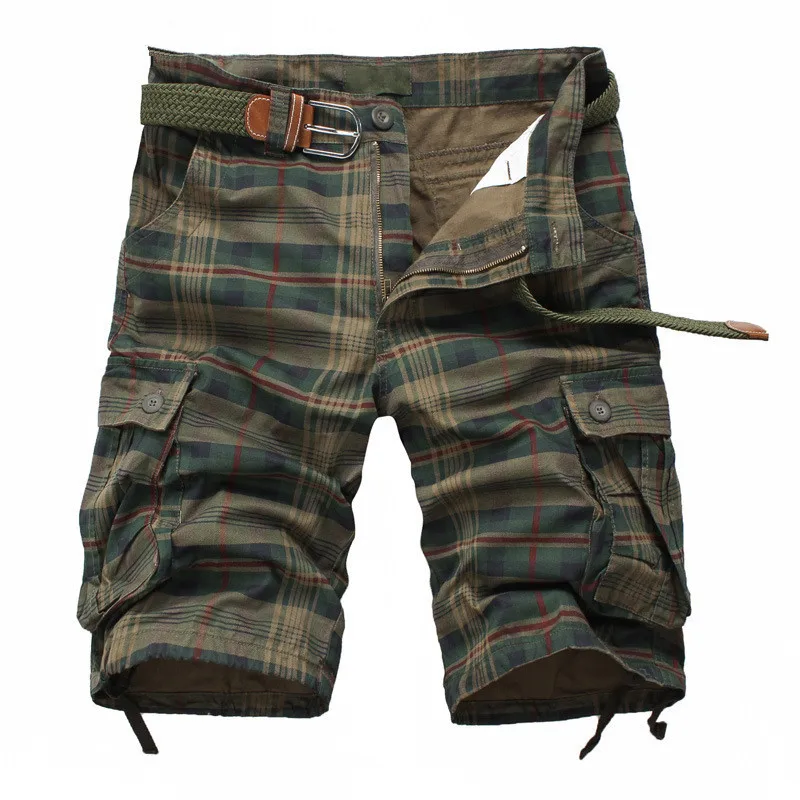 

New 2018 Summer Fashion Plaid Beach Shorts Men's Casual Camo Camouflage Shorts Military Short Pants Male Bermuda Cargo Overalls