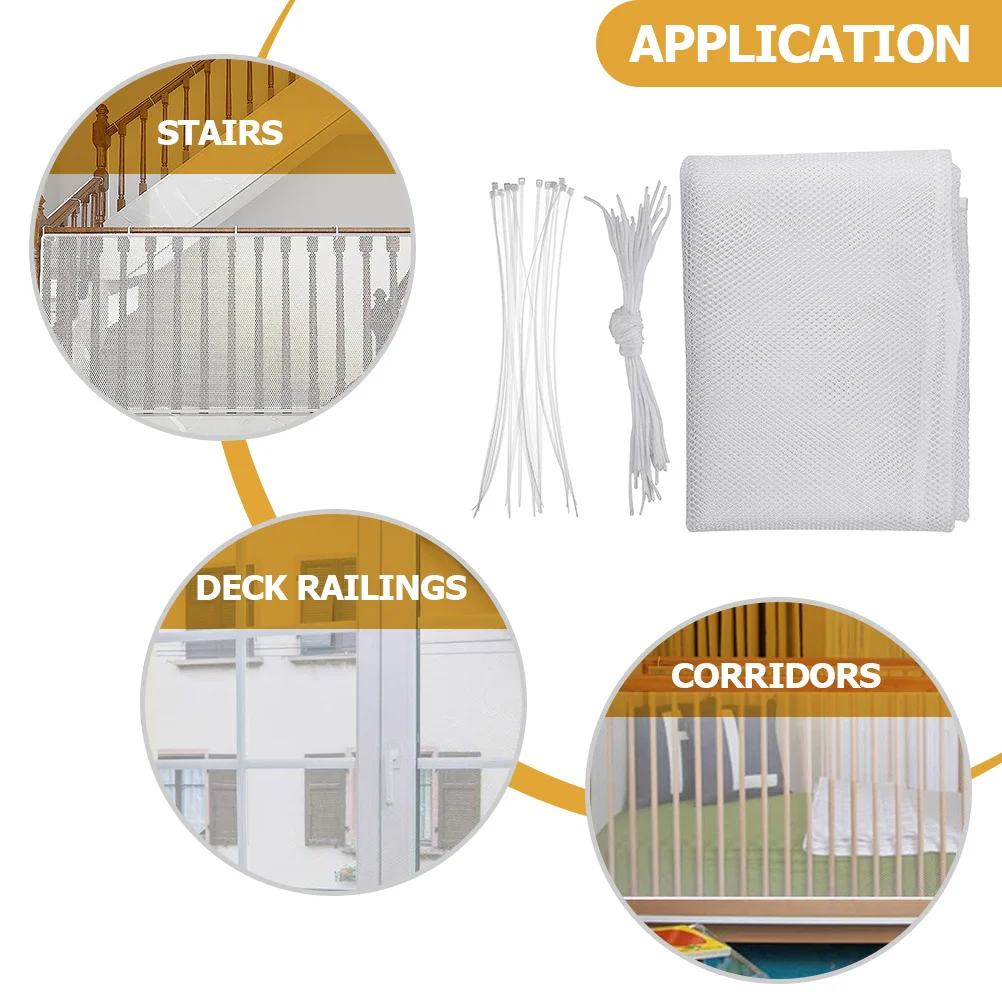 

1Set Banister Guard Stair Safety Net Mesh Tear Resistant Baby Railing Net Balcony Screen Pet Proofing 1.5x0.9m