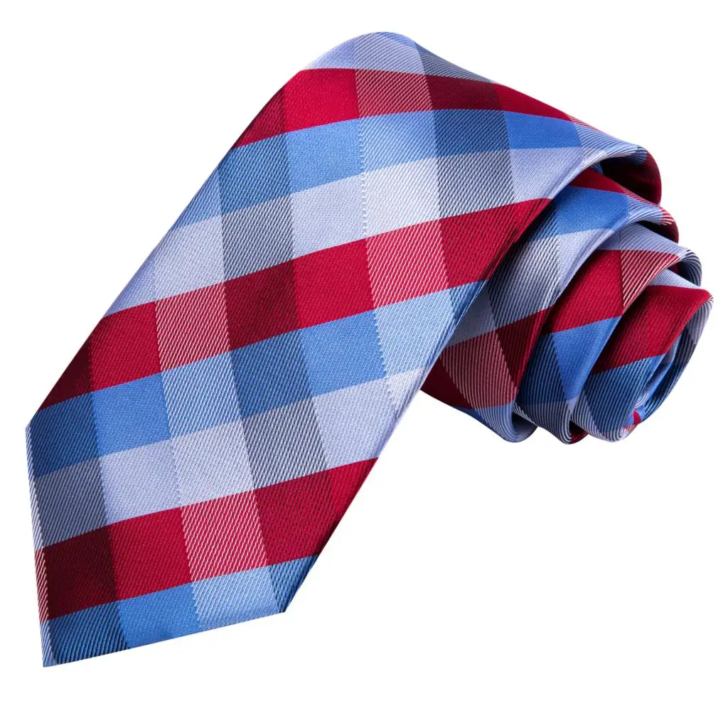 Corbata de seda para hombre, corbatas elegantes para boda, fiesta, negocios, marca de moda, Hi-Tie, rojo, azul claro, Pliad, 2023