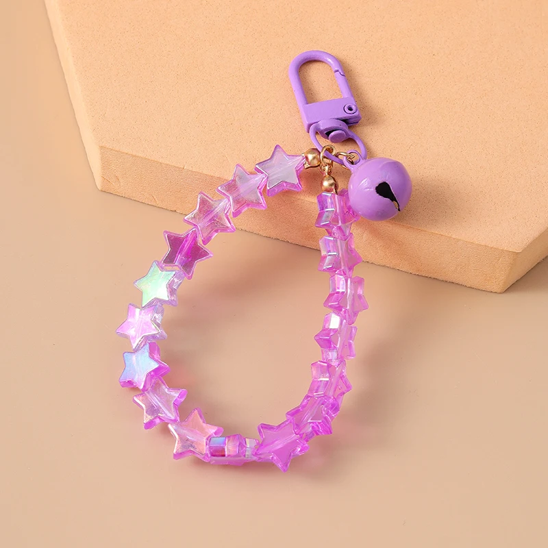 Mode Bunte Handgemachte Stern Perlen Armband Glocke Schlüsselbund für Auto Schlüssel Frauen Männer Handtasche Anhänger Schlüsselanhänger DIY Schmuck Geschenke – Detail 6
