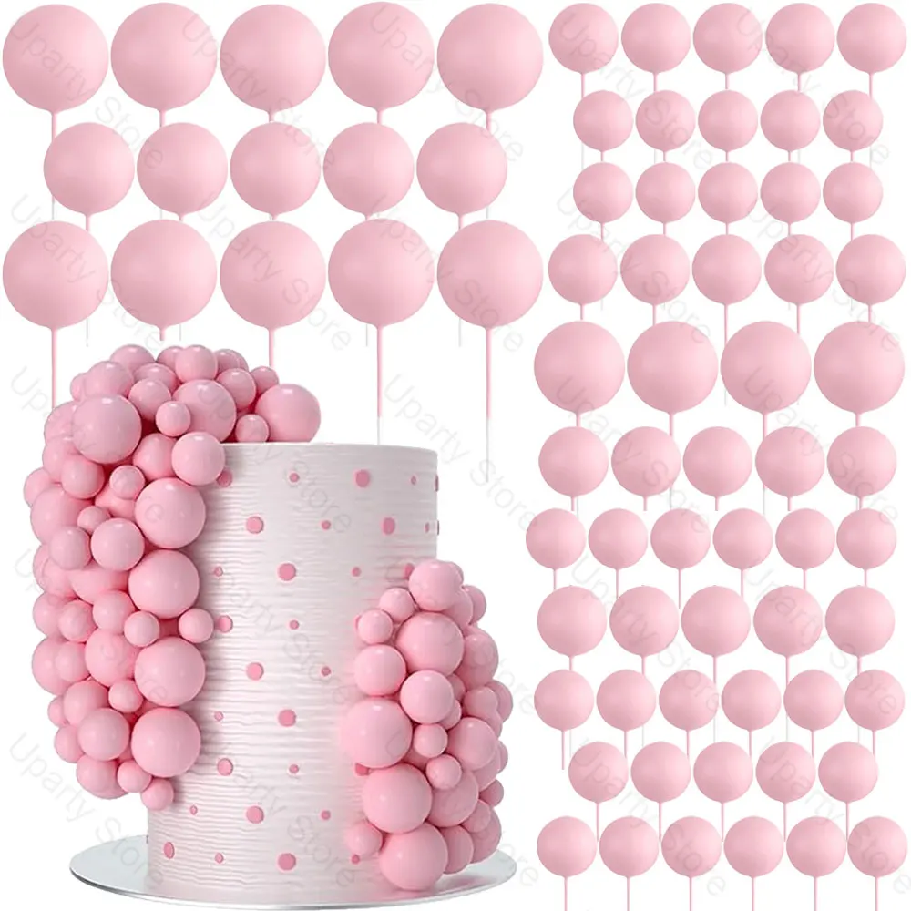 100 Stück 30 Farben Kugel-Kuchendekoration 2/2,5/3/4cm Schaumstoff-Kugeln Cupcake-Topper für Geburtstag Hochzeit Kuchendekoration – Detail 2