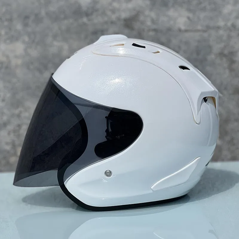 Helm Setengah Sepeda Motor untuk Wanita Helm Setengah Pria Jalan Gunung Cetakan Integral Ringan Helm Casco Casque Ram4 Putih Cerah