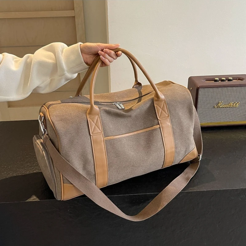 

Unisex Travel Duffel Bag with Large Capacity Vintage Canvas Weekender Gym Bag Outdoor Sports Carry On