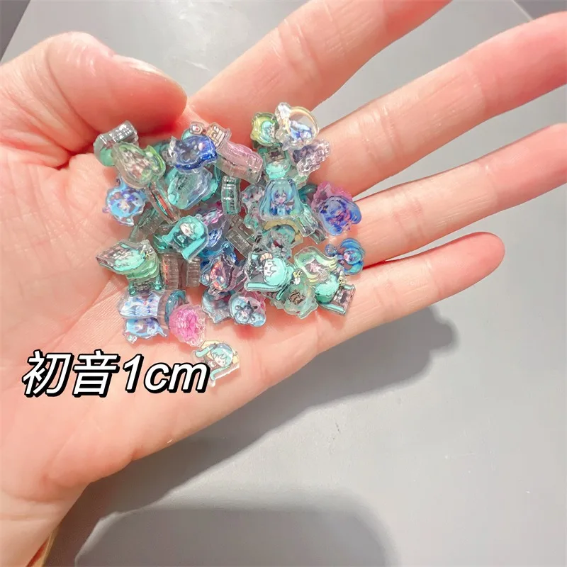 Anime Mascot Hatsune Miku 4cm acrylic pieces profiled double-layer transparent cartoon cute sweet girl DIY hair clip accessories