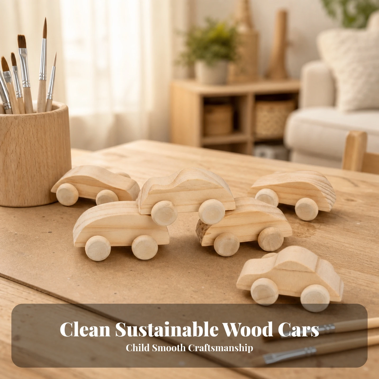 Unfinished Wooden Car Paintable Wooden Toy Car Natural Wood Unpainted for Children, Art Projects, Classroom Crafts