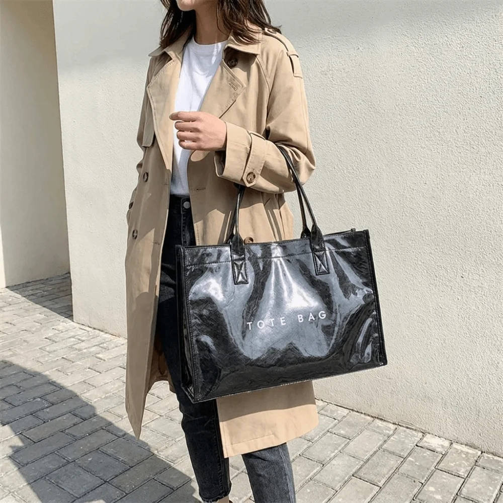 

Travel Glossy Transparent Jelly Bag Large Capacity Tote Bag PVC Tote Bag Beach Bag Summer Letter Prints Handbags Sports