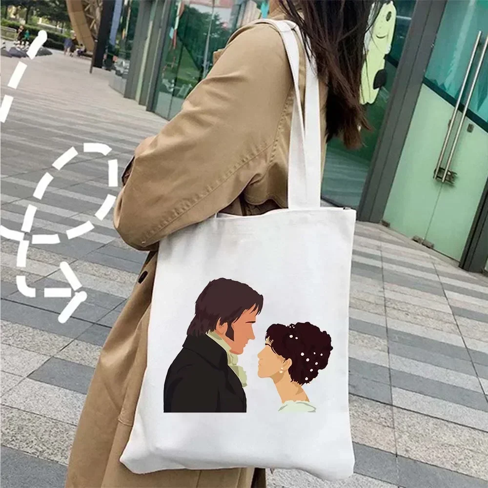 حقيبة حمل من القماش القطني ، أكثر فخرًا أقل تحيز جين أوستين ، بينيت كتاب إليزابيث دارسي ، متسوق كرتون ، حقيبة يد #5