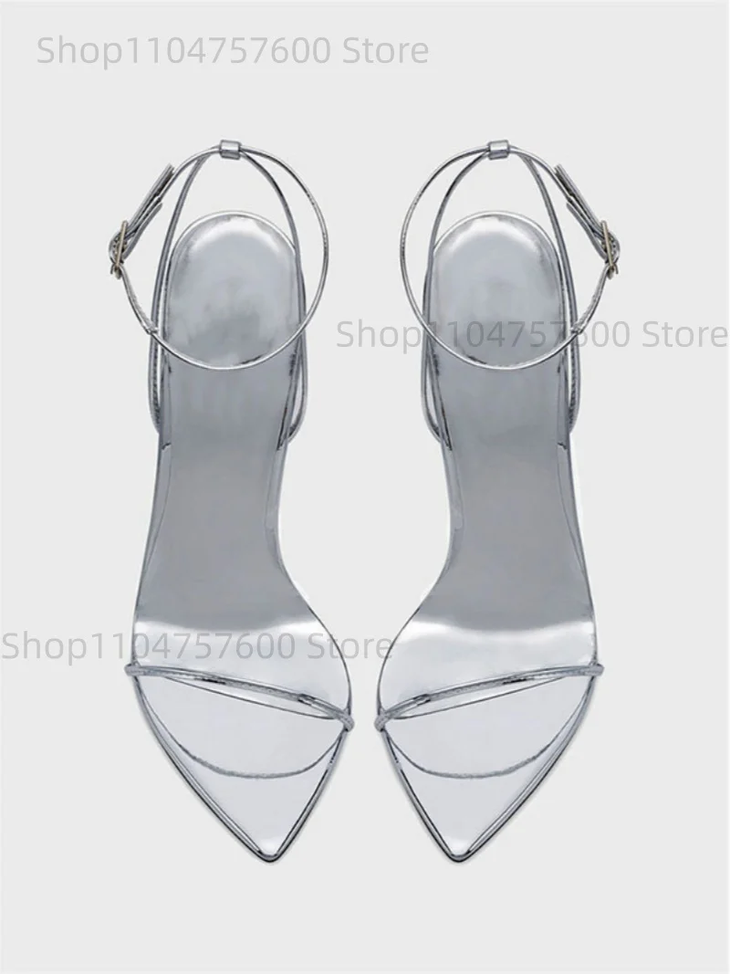 

Women's Pointed Toe Stiletto Heel Sandals Ankle Two Strap Design Sandals Parties Special Events Sexiness Ladies Large Size Shoes