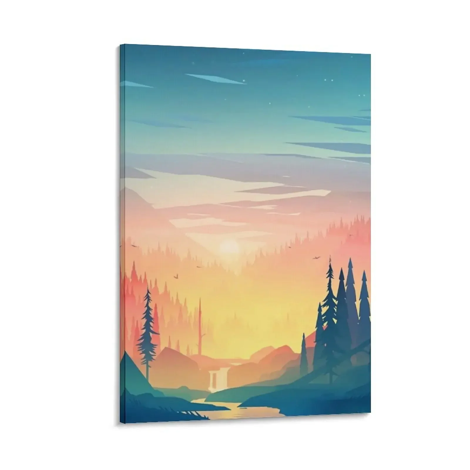 

Blue yellow orange and green sunrise shaded ombre Canvas Painting luxury home decor room decors aesthetic art mural