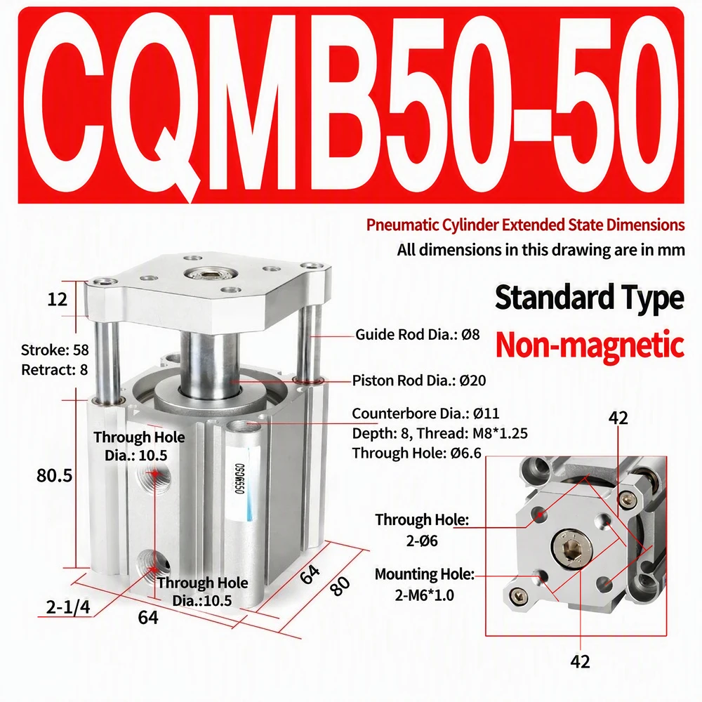 cqmb50-50-通常モデル-テープガイドロッドなし-薄型三軸三ロッドシリンダー