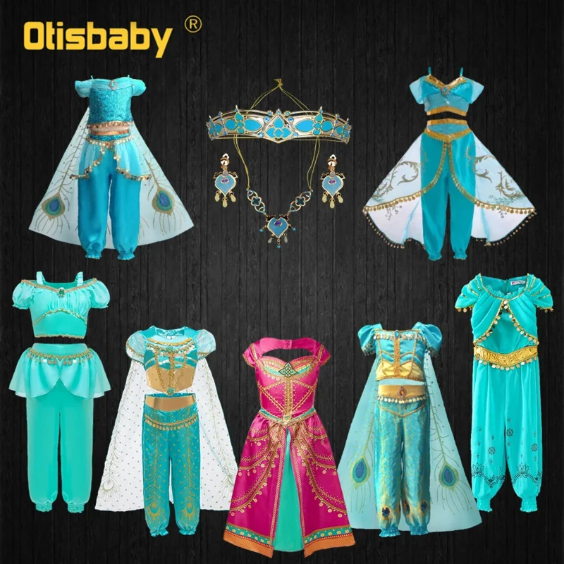 Boutique Fancy Children's Birthday Party Carnival Jasmine Costume Kids Arabian Christmas Clothes Floral Girls Fantasia Princess