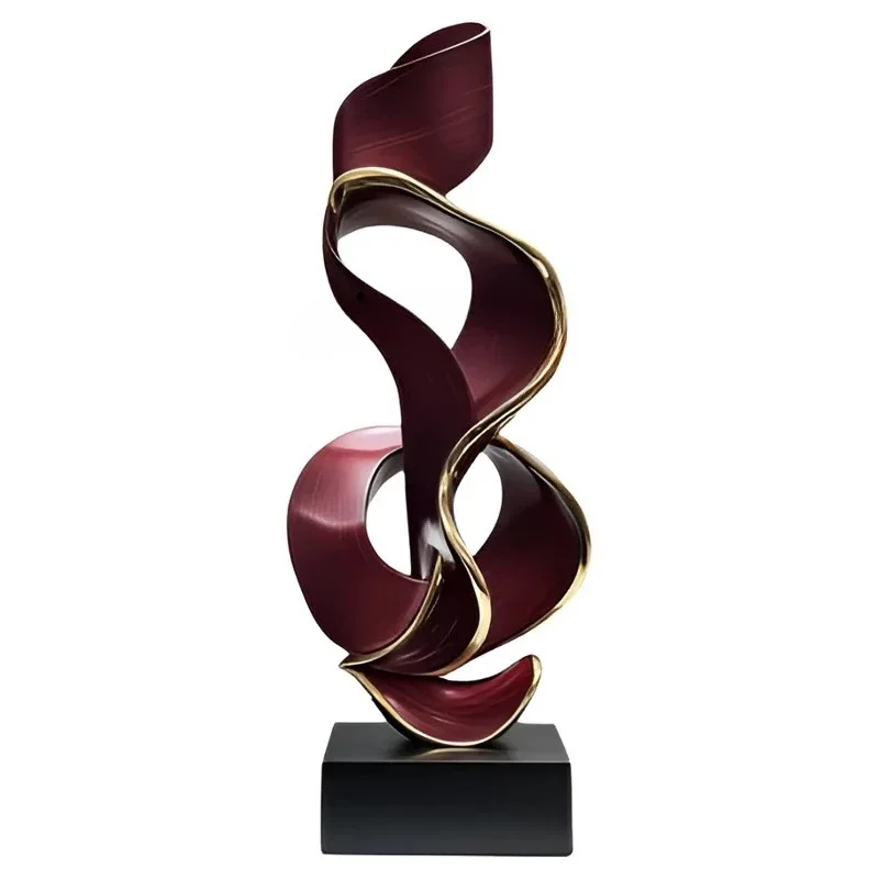 

light luxury hotel lobby sales office decorative large ornament abstract solid wood sculpture artwork