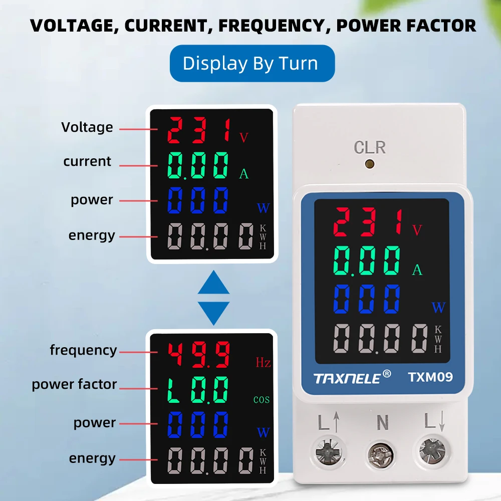 6 in1 AC Monitor 110V 220V 100A napięcie prądu współczynnik mocy KWH miernik energii elektrycznej woltomierz amperomierz częstotliwość