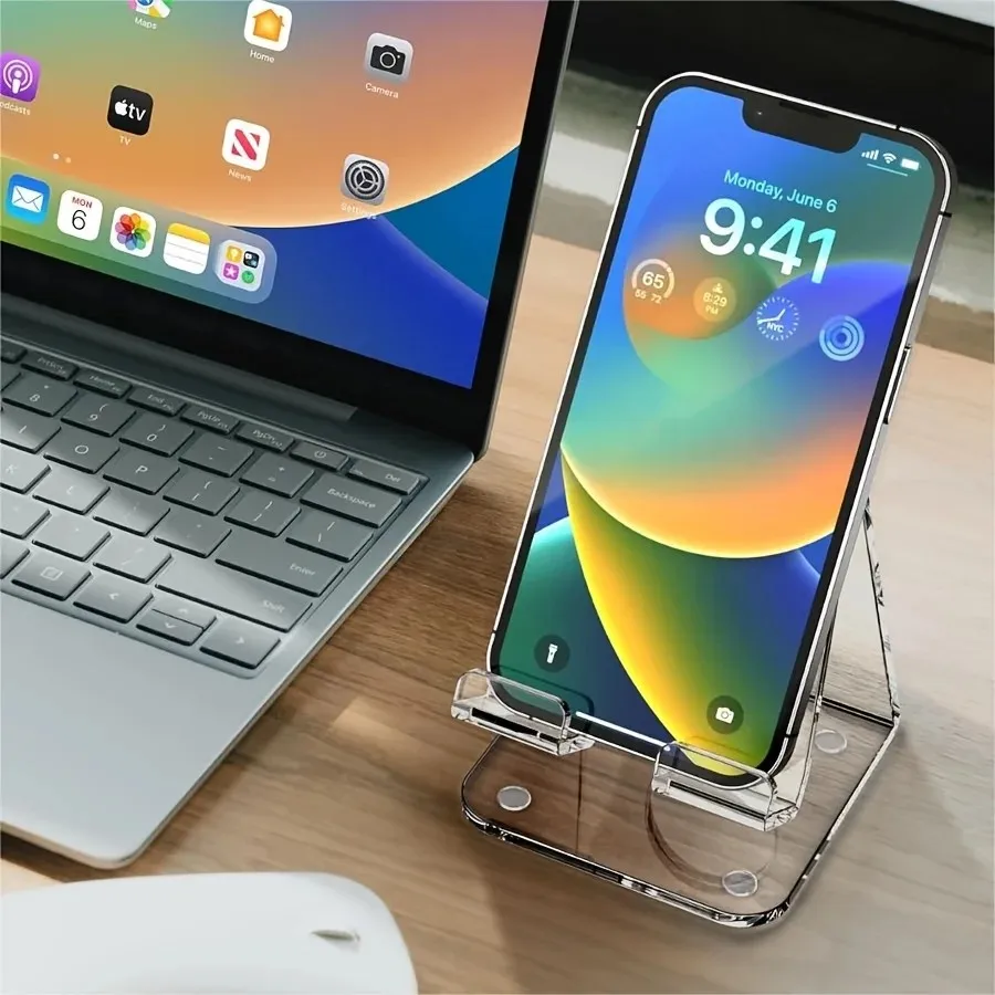 Acryl-Handyständer, transparenter Telefonständer für den Schreibtisch, geeignet für iPhone 14 13 Pro Max, alle Smartphones 4-8 Zoll