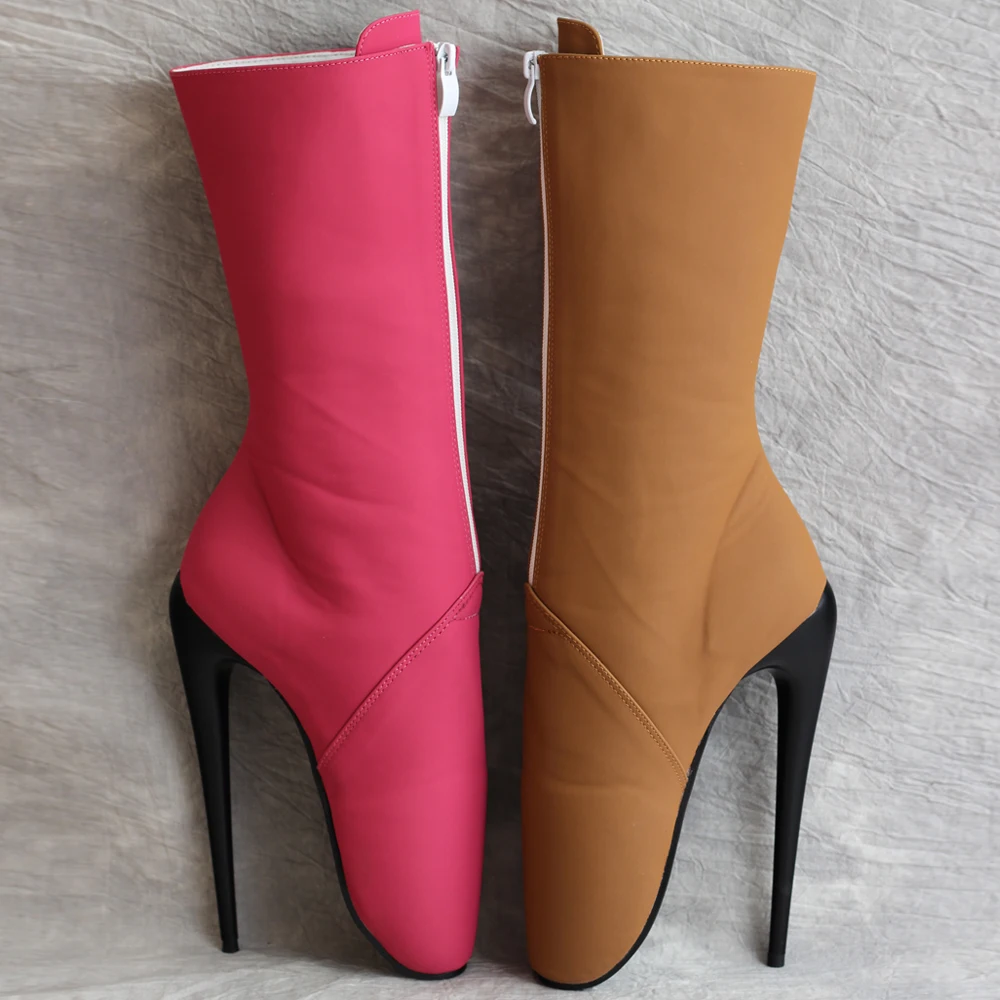 

7 Inch High Heel Fetish Ballet Cosplay Unisex Size Mid-Calf Sexy Boots
