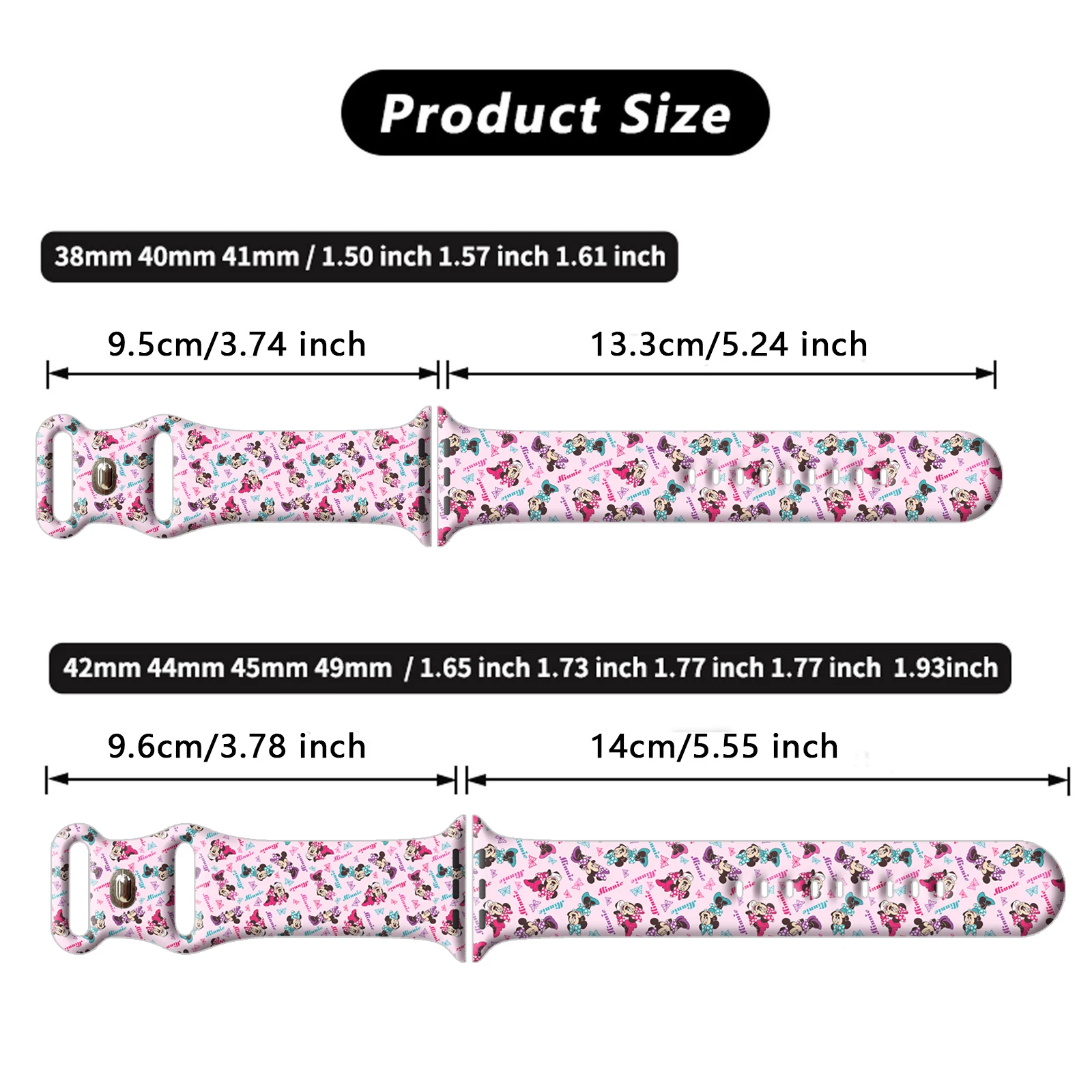سوار طباعة ديزني ميكي وميني المرح لسلسلة ساعات أبل 11-9/SE، سيليكون ناعم مقاوم للماء 46 ملم 45 ملم 44 ملم 42 ملم #6