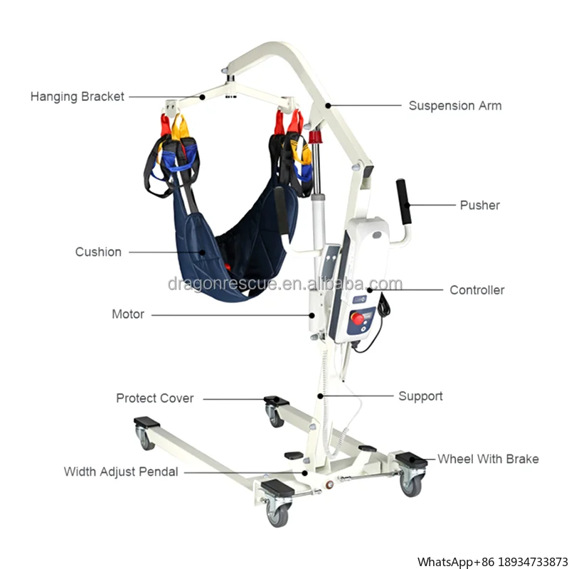 Homecare折りたたみ式電気機械、スリング付き患者転送リフト、中国メーカー