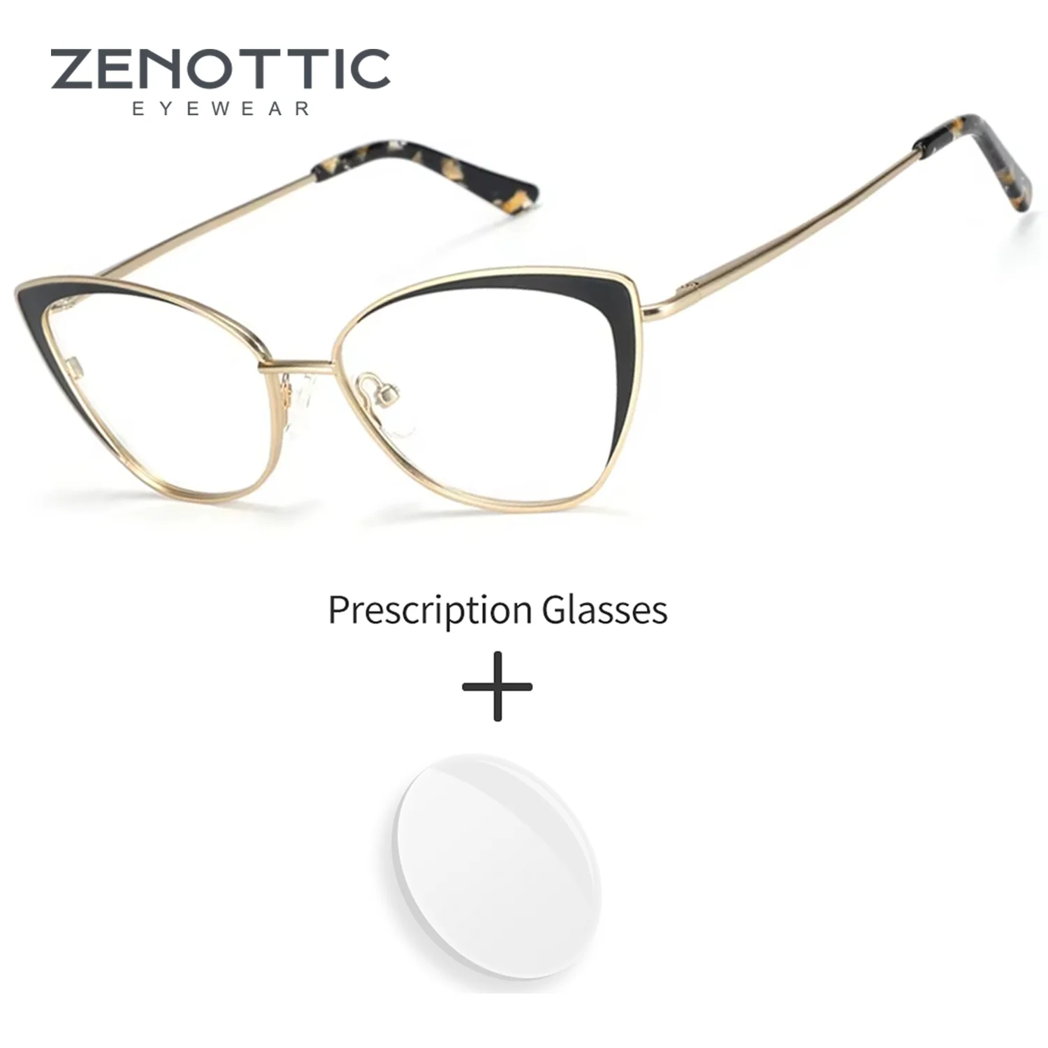 

ZENOTTIC Women Prescription Glasses Mental Butterfly Shape Anti Blue Ray For Digital Eye Strain Clear Eyeglasses Dioptric