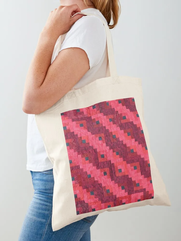 Red Log Cabin Quilt Tote Bag canvas tote bag shopping cart bags Gift bag university shopper Canvas Tote