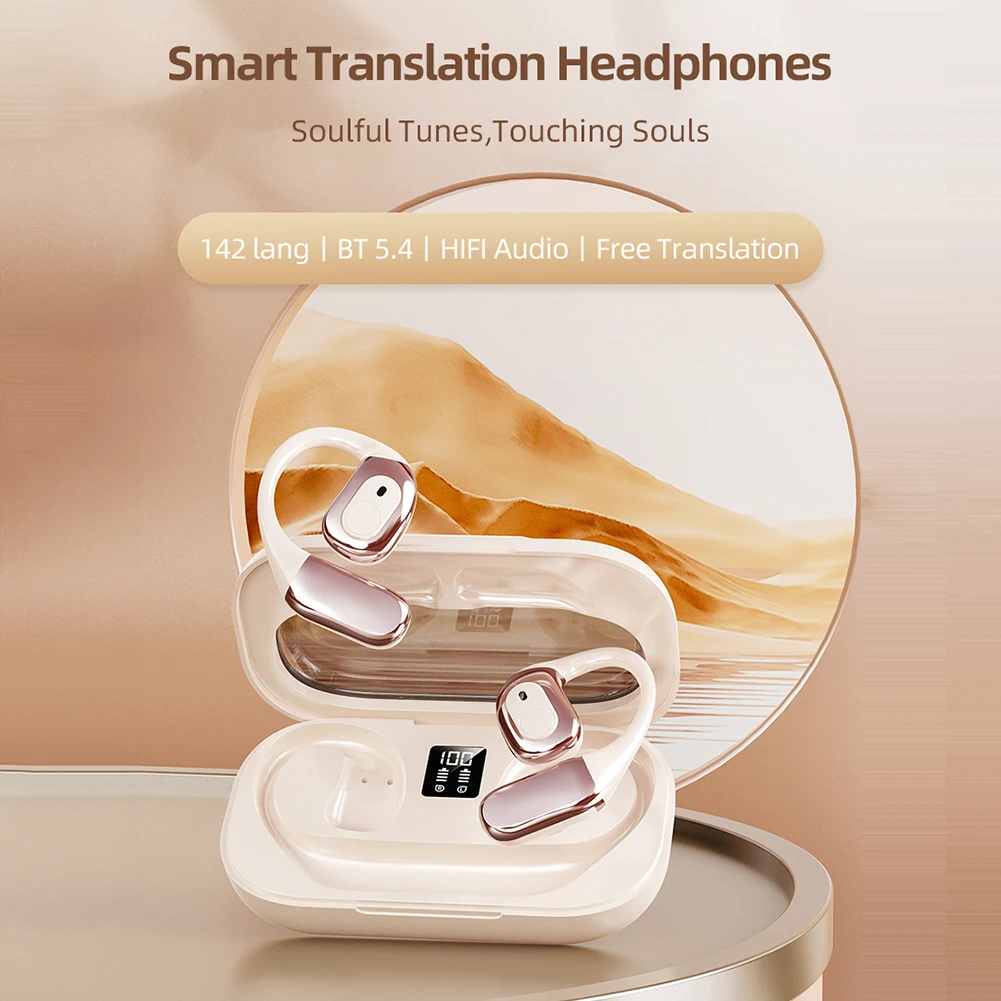 Translator Earbuds 142 Languages Noise Cancelling Bluetooth 5.4 Headset Instant Translated Smart Voice Real Time Translator